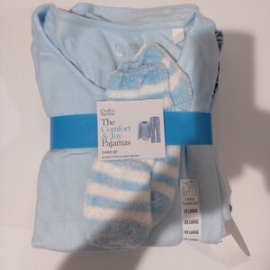NEW Croft & Barrow 3 Piece Light Blue Pajama Set XXL, Sleepwear
